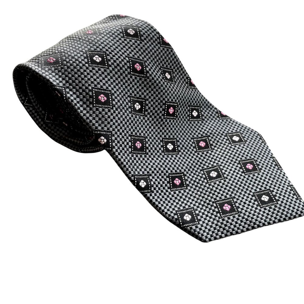 Stafford 100% silk diamond gray patterned 4 inch men's tie business casual
